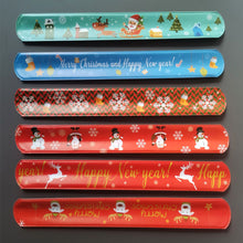 Load image into Gallery viewer, 5/10pcs Christmas Slap Bracelet Cartoon Santa Elk Snowflakes Wrist Strap Kid Friendship Couples Bracelets New Year Party Decoration
