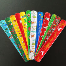 Load image into Gallery viewer, 5/10pcs Christmas Slap Bracelet Cartoon Santa Elk Snowflakes Wrist Strap Kid Friendship Couples Bracelets New Year Party Decoration
