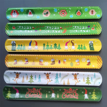Load image into Gallery viewer, 5/10pcs Christmas Slap Bracelet Cartoon Santa Elk Snowflakes Wrist Strap Kid Friendship Couples Bracelets New Year Party Decoration
