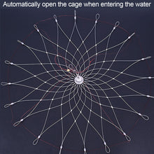 Load image into Gallery viewer, 1PC Automatic Opening And Closing Stainless Steel Fishing Crab Trap With Counterweight Visible Catch Green Crab Sea Crab Cage Outdoor Fishing Accessories
