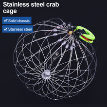 Load image into Gallery viewer, 1PC Automatic Opening And Closing Stainless Steel Fishing Crab Trap With Counterweight Visible Catch Green Crab Sea Crab Cage Outdoor Fishing Accessories
