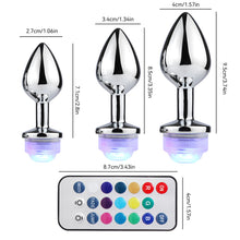 Load image into Gallery viewer, Wireless Remote Control Metal Luminous Anal Plug Prostate Massage Butt Plug with LED Anal Tail Sex Toy Adult Products for Women
