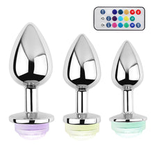 Load image into Gallery viewer, Wireless Remote Control Metal Luminous Anal Plug Prostate Massage Butt Plug with LED Anal Tail Sex Toy Adult Products for Women
