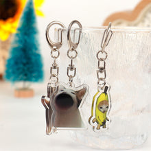 Load image into Gallery viewer, Happy Banana Cat Key Chain Mobile Phone Chain Keyring Student Gift Funny Cat Bag Pendant Lanyard Happy Cat Keychain
