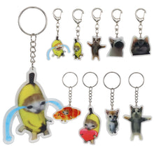 Load image into Gallery viewer, Happy Banana Cat Key Chain Mobile Phone Chain Keyring Student Gift Funny Cat Bag Pendant Lanyard Happy Cat Keychain
