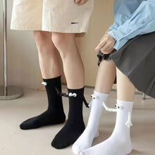 Load image into Gallery viewer, 1 Pair Fashion Funny Creative Magnetic Attraction Hands Black White Cartoon Eyes Couples Socks Celebrity Couple Socks
