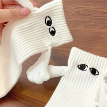 Load image into Gallery viewer, 1 Pair Fashion Funny Creative Magnetic Attraction Hands Black White Cartoon Eyes Couples Socks Celebrity Couple Socks
