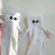 Load image into Gallery viewer, 1 Pair Fashion Funny Creative Magnetic Attraction Hands Black White Cartoon Eyes Couples Socks Celebrity Couple Socks
