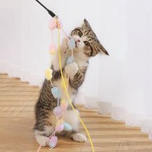 Load image into Gallery viewer, 1Pc Funny Feather Cat Plush Teaser Wand with Bell Pet Interactive Feather Toys Cat Stick Toy for Kitten Catching Toy Playing Teaser Cat Supplies
