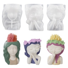 Load image into Gallery viewer, Garland Girl Flower Pot Gypsum Silicone Mold Sleeping Beauty Potted Vase Resin Dropping Mold DIY Candle Holder Silicone Mold
