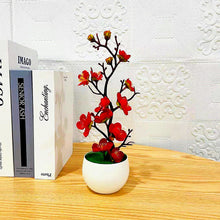 Load image into Gallery viewer, 1Pcs Bonsai Simulation Silk Plum Flowers Artificial Pot Plant Home Office Plum Blossom Branch Vases Wedding Home Room Decoration
