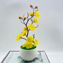 Load image into Gallery viewer, 1Pcs Bonsai Simulation Silk Plum Flowers Artificial Pot Plant Home Office Plum Blossom Branch Vases Wedding Home Room Decoration
