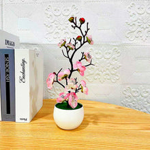 Load image into Gallery viewer, 1Pcs Bonsai Simulation Silk Plum Flowers Artificial Pot Plant Home Office Plum Blossom Branch Vases Wedding Home Room Decoration
