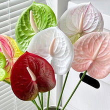 Load image into Gallery viewer, 1Pc Single Branch 3D Simulation Anthurium Home Green Plants Potted Decoration Flower Arrangement Adhesive Tape Artificial Flowers
