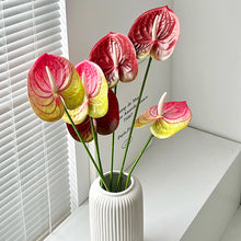 Load image into Gallery viewer, 1Pc Single Branch 3D Simulation Anthurium Home Green Plants Potted Decoration Flower Arrangement Adhesive Tape Artificial Flowers
