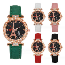 Load image into Gallery viewer, Lotus Case Eiffel Tower Quartz Couple Watch Multicolored Imitation Leather Watchband Wrist Watch for Women
