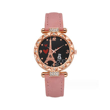 Load image into Gallery viewer, Lotus Case Eiffel Tower Quartz Couple Watch Multicolored Imitation Leather Watchband Wrist Watch for Women
