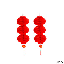 Load image into Gallery viewer, 10/2pcs Traditional Plastic Chinese Red Paper Honeycomb Lantern Reusable Spring Festival Pendant New Year Home Wall Hanging Decor
