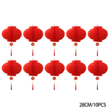 Load image into Gallery viewer, 10/2pcs Traditional Plastic Chinese Red Paper Honeycomb Lantern Reusable Spring Festival Pendant New Year Home Wall Hanging Decor
