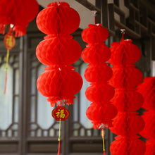 Load image into Gallery viewer, 10/2pcs Traditional Plastic Chinese Red Paper Honeycomb Lantern Reusable Spring Festival Pendant New Year Home Wall Hanging Decor
