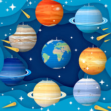 Load image into Gallery viewer, Star Planets Series Folding Lantern Paper Lanterns Outer Space Planet Theme Birthday Party Room Decor Kids Boy Planet Paper Lantern
