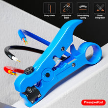 Load image into Gallery viewer, Universal Cutter Stripper Wire Cable for Flat or Round UTP/STP RG59/6/7/11 Wire Coax Coaxial Stripping Tool
