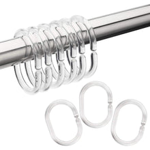 Load image into Gallery viewer, 12pcs/set Clear Shower Curtain Hooks Bathroom Curtain Replacement Plastic Rings Pole Rail Guide Hanger Household Bathroom Products
