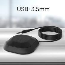 Load image into Gallery viewer, Portable 3.5mm Plug Conference Microphone 360° Omnidirectional Condenser PC Mic Plug &amp; Play Small Microphone for PC Laptop
