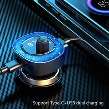 Load image into Gallery viewer, Car FM Transmitter Starry Atmosphere Light Bluetooth-compatible MP3 Player Type-C USB Port Charger Handsfree Call Auto Kit
