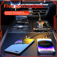Load image into Gallery viewer, 33W Car Charger 5 Port Output Fast Charging Adapter With Stretchable Cable Compatible For Ios / Android / Type-C Phone Charger
