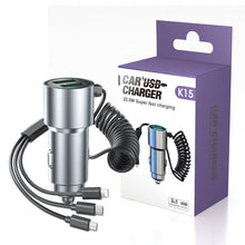 Load image into Gallery viewer, 33W Car Charger 5 Port Output Fast Charging Adapter With Stretchable Cable Compatible For Ios / Android / Type-C Phone Charger
