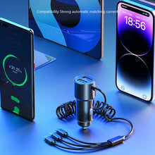 Load image into Gallery viewer, 33W Car Charger 5 Port Output Fast Charging Adapter With Stretchable Cable Compatible For Ios / Android / Type-C Phone Charger
