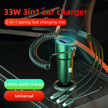 Load image into Gallery viewer, 33W Car Charger 5 Port Output Fast Charging Adapter With Stretchable Cable Compatible For Ios / Android / Type-C Phone Charger
