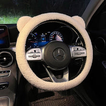 Load image into Gallery viewer, 38cm Universal Car Steering Wheel Cover with Inner Ring Warm Plush Cartoon Bear Ears Car Interior Accessories Handble Cover
