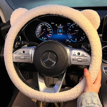 Load image into Gallery viewer, 38cm Universal Car Steering Wheel Cover with Inner Ring Warm Plush Cartoon Bear Ears Car Interior Accessories Handble Cover
