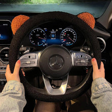 Load image into Gallery viewer, 38cm Universal Car Steering Wheel Cover with Inner Ring Warm Plush Cartoon Bear Ears Car Interior Accessories Handble Cover
