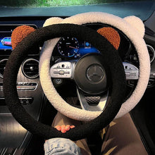 Load image into Gallery viewer, 38cm Universal Car Steering Wheel Cover with Inner Ring Warm Plush Cartoon Bear Ears Car Interior Accessories Handble Cover
