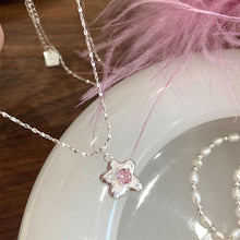 Load image into Gallery viewer, Pink Zircon Star Pendant Necklace Temperamental Sweet Alloy Collar Chain Necklace Versatile Jewelry for Women

