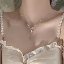 Load image into Gallery viewer, Diamond Studded Eight Pointed Star Pendant Necklace Versatile Personalized Alloy Tassel Pendant Collar Chain Necklace
