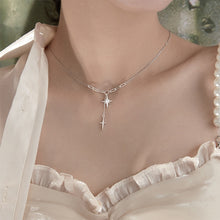 Load image into Gallery viewer, Diamond Studded Eight Pointed Star Pendant Necklace Versatile Personalized Alloy Tassel Pendant Collar Chain Necklace
