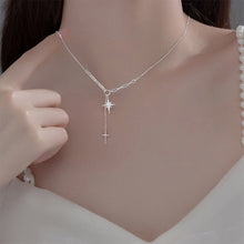 Load image into Gallery viewer, Diamond Studded Eight Pointed Star Pendant Necklace Versatile Personalized Alloy Tassel Pendant Collar Chain Necklace
