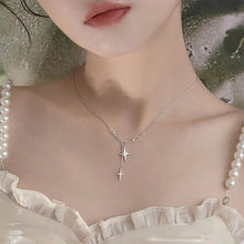 Load image into Gallery viewer, Diamond Studded Eight Pointed Star Pendant Necklace Versatile Personalized Alloy Tassel Pendant Collar Chain Necklace
