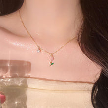 Load image into Gallery viewer, Tulip Pearl Pendant Necklace Temperamental Niche Alloy Collar Chain Necklace Women Fashionable Jewelry Accessory
