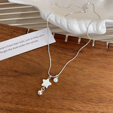 Load image into Gallery viewer, Silver Five Pointed Star Shell Pearl Pendant Necklace Niche Versatile Alloy Collar Chain Necklace Women Jewelry
