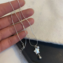Load image into Gallery viewer, Silver Five Pointed Star Shell Pearl Pendant Necklace Niche Versatile Alloy Collar Chain Necklace Women Jewelry
