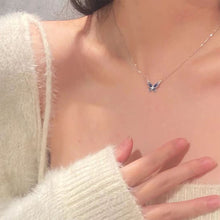 Load image into Gallery viewer, Gradient Blue Butterfly Pendant Necklace Versatile Simple Alloy Clavicular Chain Necklace Women Jewelry
