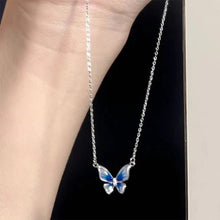 Load image into Gallery viewer, Gradient Blue Butterfly Pendant Necklace Versatile Simple Alloy Clavicular Chain Necklace Women Jewelry
