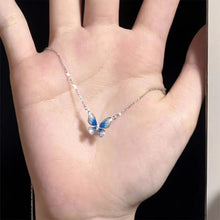 Load image into Gallery viewer, Gradient Blue Butterfly Pendant Necklace Versatile Simple Alloy Clavicular Chain Necklace Women Jewelry
