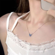 Load image into Gallery viewer, Gradient Blue Butterfly Pendant Necklace Versatile Simple Alloy Clavicular Chain Necklace Women Jewelry
