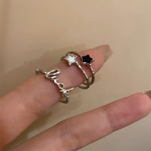 Load image into Gallery viewer, Star Letter Zircon Ring Opening Adjustable Alloy Simple Ring Fashionable Personalized Women Jewelry Accessory
